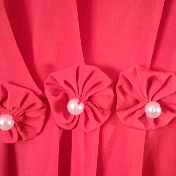 New NY Collection Women's Orange Blouse Pearl-like Accent Fashionable Size XL - Picture 5 of 8